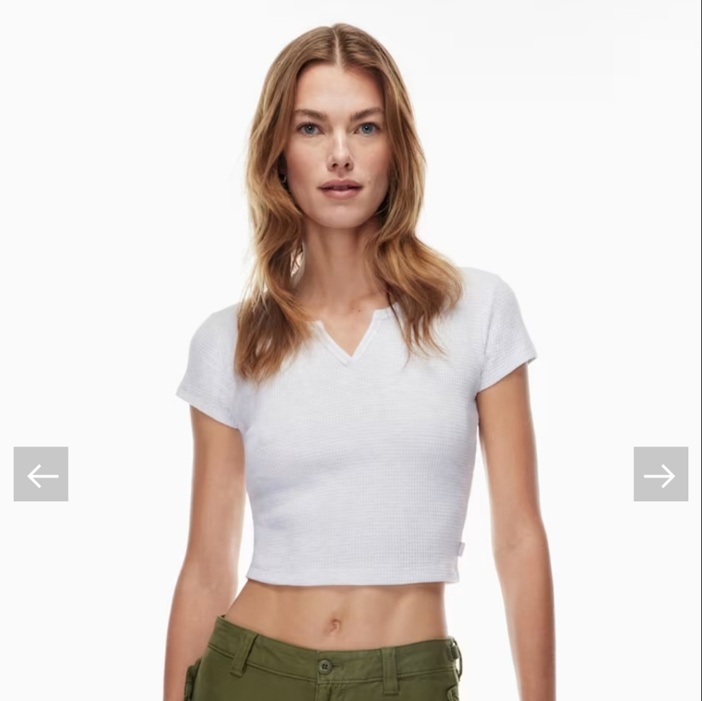Aritzia TNA White waffle Cropped Top